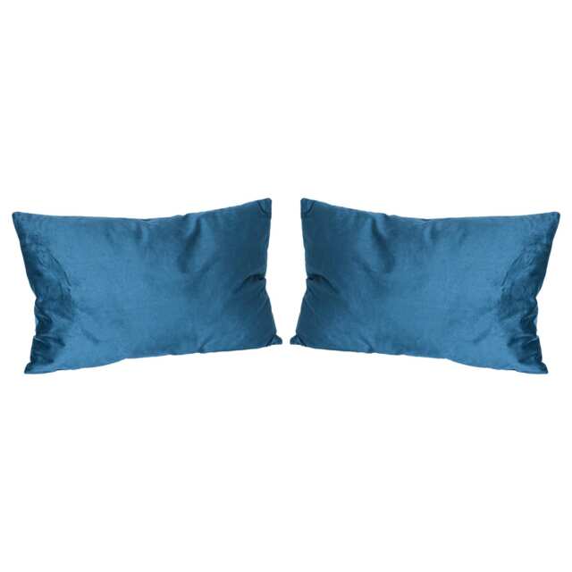Nicola Spring Rectangle Velvet Cushions - 60cm x 40cm - Blue - Pack of 2 Blue Blue