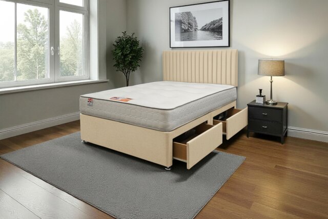 "Emily Plush Bed Set With Mattress, 2 Drawers Same Side & 24""Headboard"