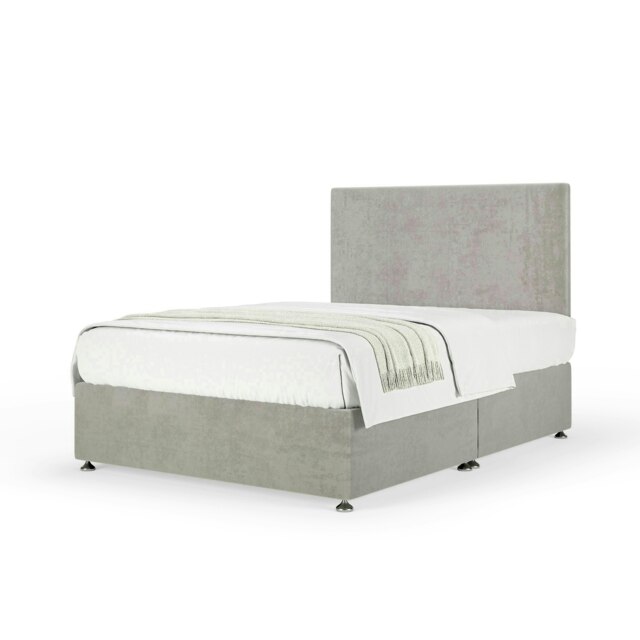 Neptune Spring Seal Grey Naples Velvet Divan Set And Valencia Headboard Small Double