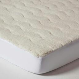 Homescapes Luxury Thick Fleece Mattress Topper - Small Double White Small Double