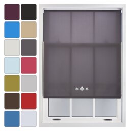 FURNISHED Daylight Roller Blinds with Triple Diamond Eyelet Cut to Size Sheer Fabric Grey Dark Grey (W) 60cm x (L) 165cm