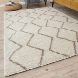 The Rugs Moroccan Collection Soft High Pile Shaggy Zigzag Rugs and Runners Living Room
