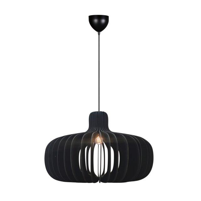 Nordlux Hazo Indoor Pendant Light Black Wood E27 Slatted - Mains Powered, IP20