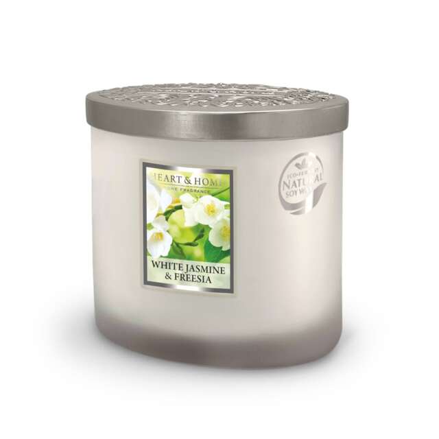 Twin Wick Ellipse Soy Wax Candle - White Jasmine & Freesia