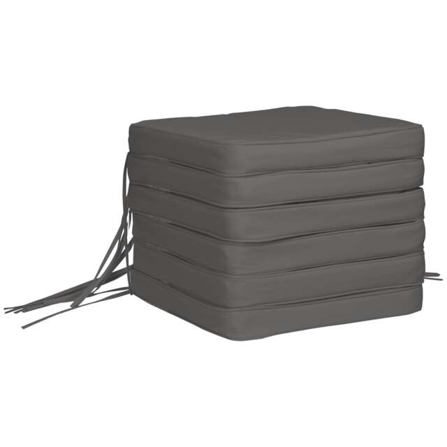 Outsunny Set of 6 Chair Cushion Seat Pads Dining Chair w/ Straps Grey Grey 6