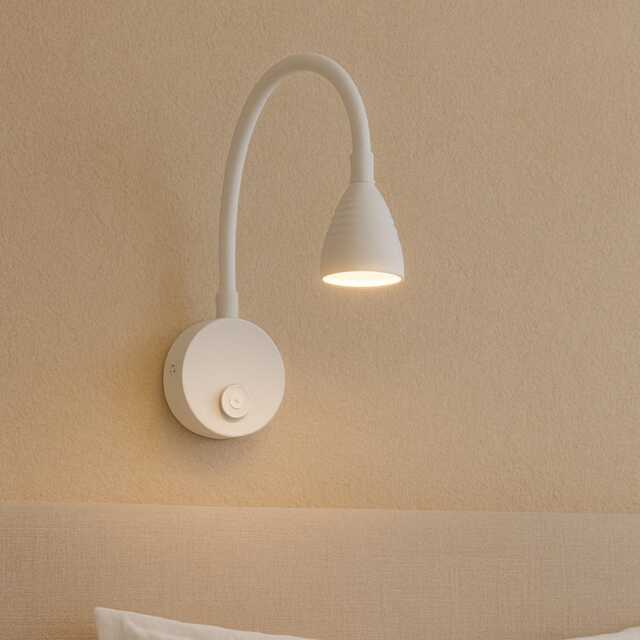CGC Stoney LED Flexible Wall Light White Bedside Reading Lamp White White Height: 41.5 cm, Diameter: 7.5 cm, Depth: 3 cm