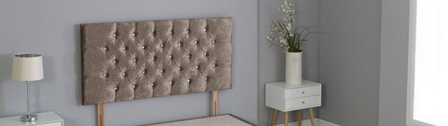 "Truffle Crush Velvet Chesterfield Crystal Button Headboard Multi 4FT Small Double 26""inch Headboard"
