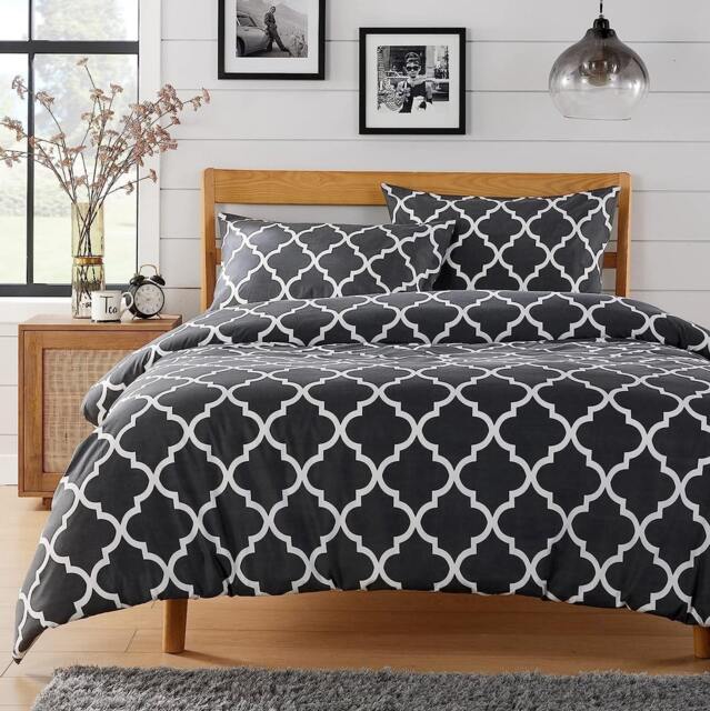 Marrakesh Printed Duvet Set in Grey - Single Grey Grey Single