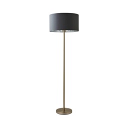 ValueLights Charlie Brushed Chrome Floor Lamp Charcoal Chrome Shade and Bulb