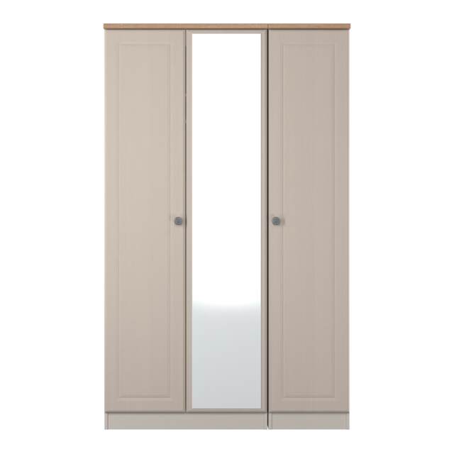 Surrey Triple Mirror Wardrobe in Kashmir Ash & Bardolino Oak (Ready Assembled) Cream Kashmir Ash & Bardolino Oak