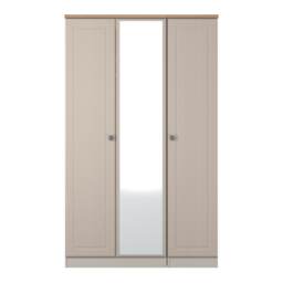 Surrey Triple Mirror Wardrobe in Kashmir Ash & Bardolino Oak (Ready Assembled) Cream Kashmir Ash & Bardolino Oak