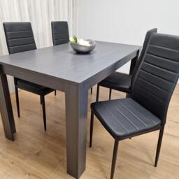Dining Table and 4 Chairs Modern Dining Table Set With 4 Black Faux Leather Chairs Dining Room Furniture