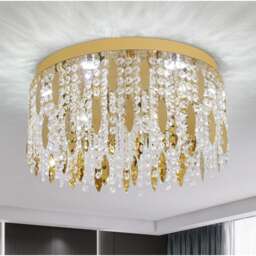 Crystal LED Ceiling Light Gold Chandelier 3 Color Lights 40x20 cm