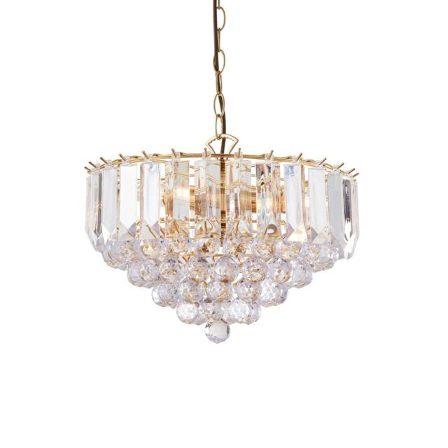 Fargo 3 Light Ceiling 39cm Pendant Acrylic, Brass, E14