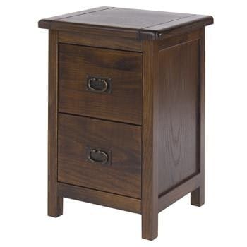 Bozz 2 Drawers Petite Bedside Cabinet Antique Wood Bedroom Dark Brown. Brown 1