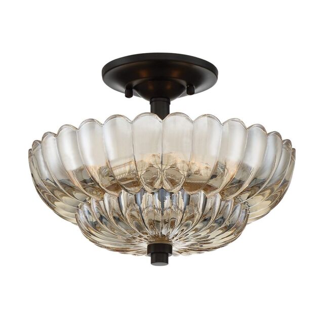 Quoizel Whitecap Ceiling Light Traditional Tinted Amber Glass, Mottled Cocoa Brown 3x E14