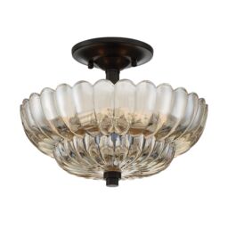 Quoizel Whitecap Ceiling Light Traditional Tinted Amber Glass, Mottled Cocoa Brown 3x E14