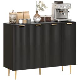 HOMCOM Sideboard Buffet Cabinet with Adjustable Shelves, Black Gold Black with gold handles and legs