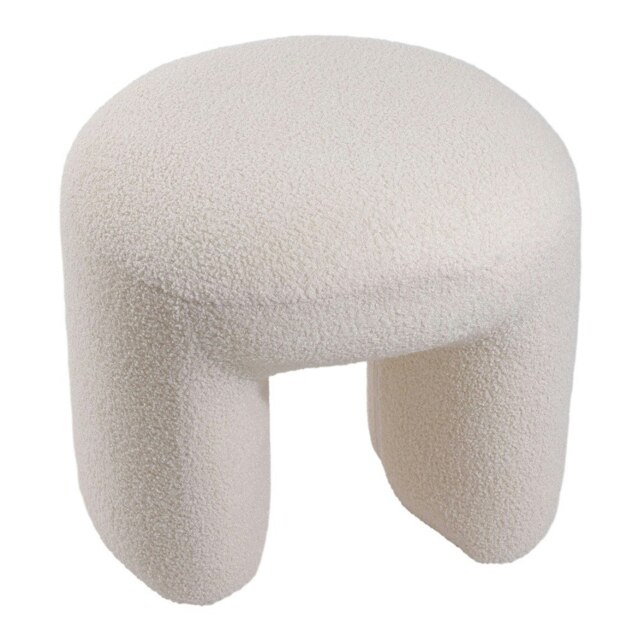 Living and Home Modern Teddy Bear Fur Upholstered Ottoman - White