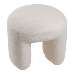 Living and Home Modern Teddy Bear Fur Upholstered Ottoman - White
