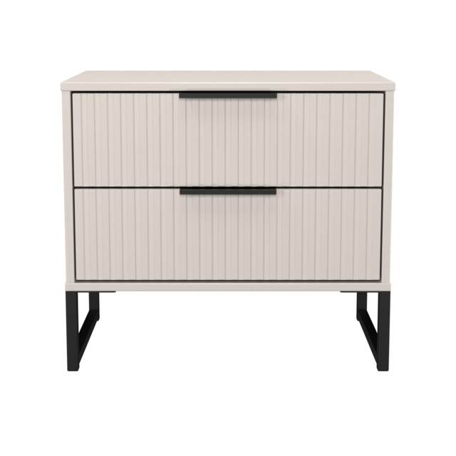 Menai 2 Drawer Wide Bedside Table in Kashmir Matt (Ready Assembled) Cream Kashmir Matt