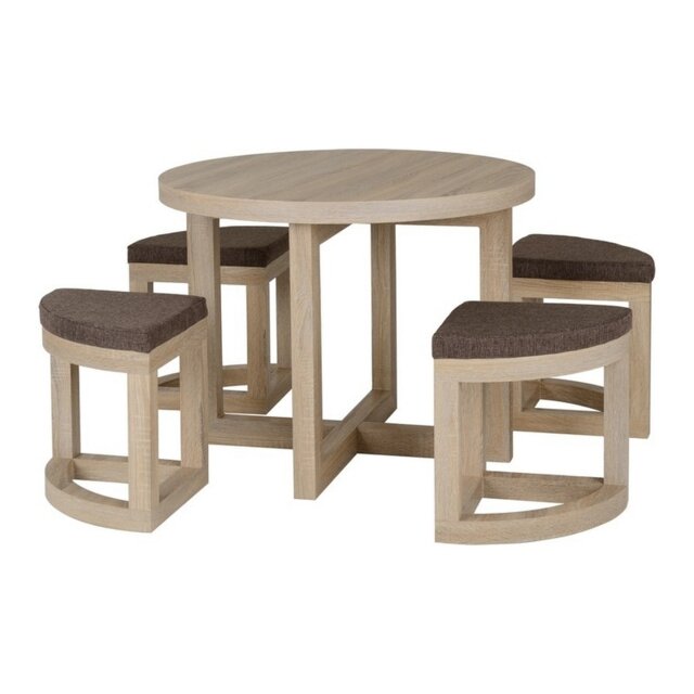 Cambourne Stowaway Dining Set - Sonoma Oak Effect Veneer - Brown Linen Fleck Brown 5
