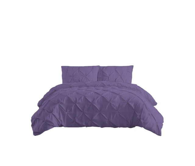Pintuck Pinch Pleated Polycotton Duvet Cover And Pillowcase/s Set Bed Linen Purple Purple Lilac Single