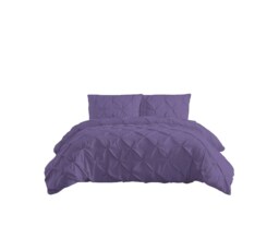 Pintuck Pinch Pleated Polycotton Duvet Cover And Pillowcase/s Set Bed Linen Purple Purple Lilac Single