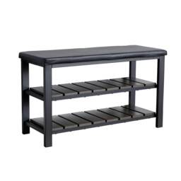 Spalding Black Metal Shoe Bench with Two Storage Shelves - Perfect for the Hallway