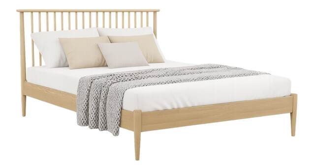 4ft6 Double Tall headend, slatted design. Real oak,Solid,strong,wood bed frame.Low foot end wooden bedstead Clear Real Oak Double