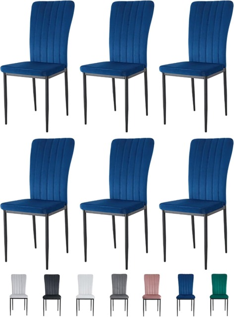 Set of 6 High back Dining Chairs Velvet FabricKitchen Dining Seating Elle By MCC