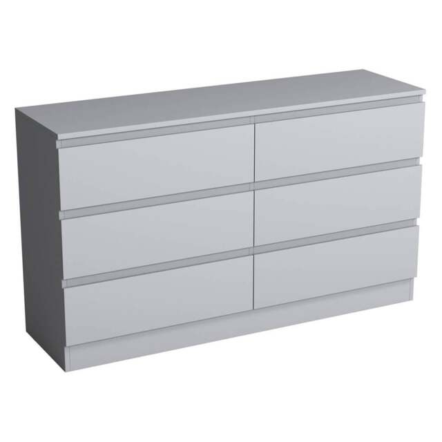 Minimalist Chest of 6 Drawers - 68.6x120x35cm Grey Grey & Grey 1