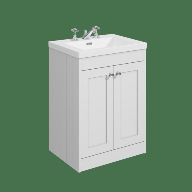 Balterley Floor Standing 2 Door Unit with Minimalist Basin 3 Tap Hole White 800 x 600 x 453mm