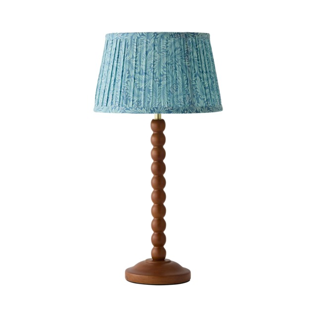 ValueLights Bobble Walnut Table Lamp Leaf Pleat Shade