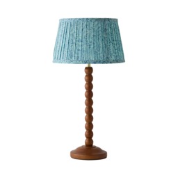 ValueLights Bobble Walnut Table Lamp Leaf Pleat Shade