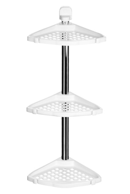 Orsina Wall Mountable Corner Shelf Unit, Chrome-Plated Bathroom Shelf Unit, Stylish White Corner Storage Rack