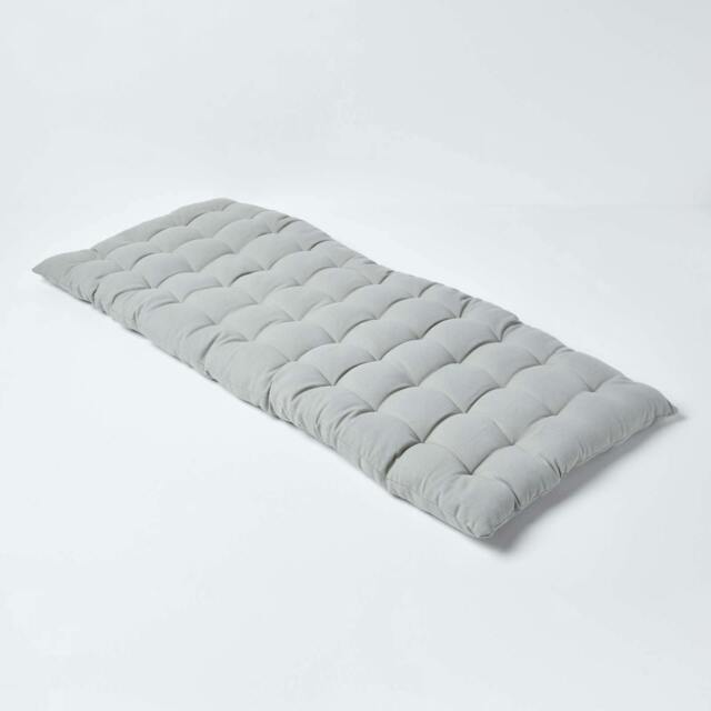 Homescapes Garden Bench Cushion Luxury 2 Seater Cotton Indoor Outdoor Seat Pad Grey 108 x 42 cm 1