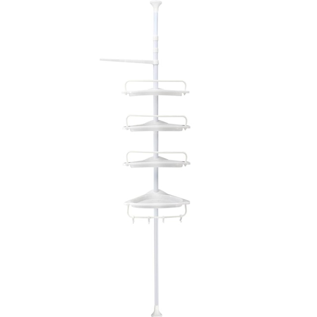 4-Tier Telescopic Corner Shower Caddy Bathroom Wall Shelf & Storage Organizer white