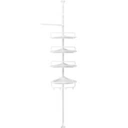 4-Tier Telescopic Corner Shower Caddy Bathroom Wall Shelf & Storage Organizer white