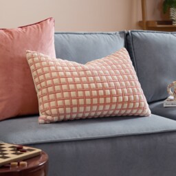 Furn Softie Grid Quilted Polyester Filled Cushion, Pink