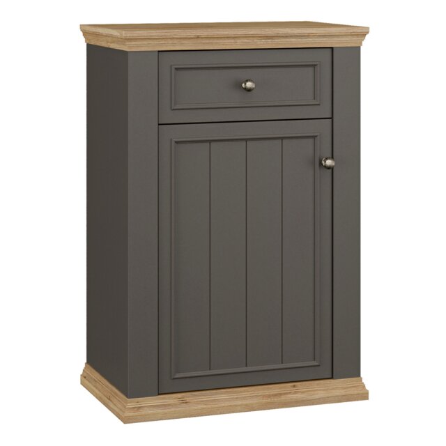 Pontypool Shoe Cabinet with Drawer in Grey and Mauvella Oak