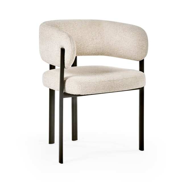 Florentia Premium Cream Chenille Upholstered Dining Chairs - Set of 2