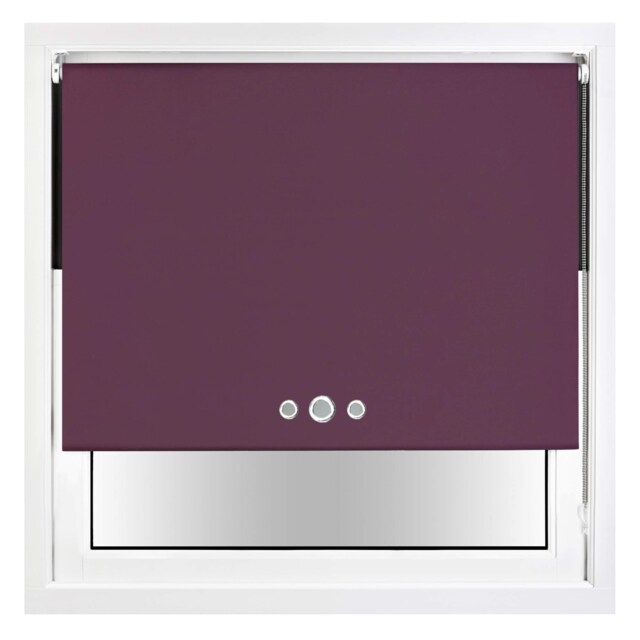 FURNISHED Blackout Roller Blind with Triple Eyelets & Metal Fittings Purple Aubergine (W) 125cm x (L) 165cm