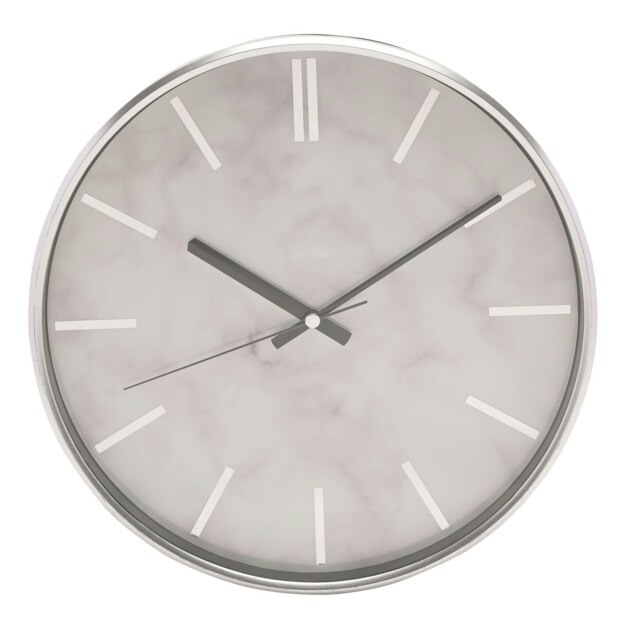 Hometime Slim Line Marble Pattern Wall Clock 31cm - Silver Silver