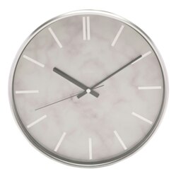 Hometime Slim Line Marble Pattern Wall Clock 31cm - Silver Silver