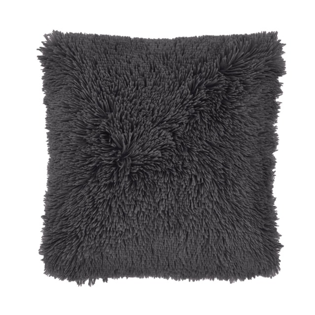 Catherine Lansfield Cuddly Deep Pile Faux Fur Cushion Grey Charcoal Grey 45x45cm