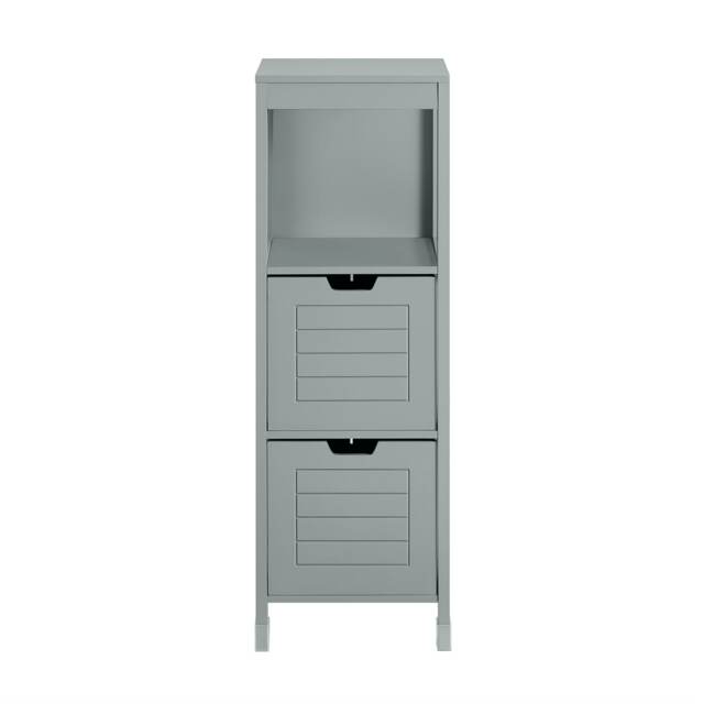 SoBuy FRG127-SG,Narrow Bathroom Cabinet with 2 Drawers and 1 Shelf Grey Grey 1