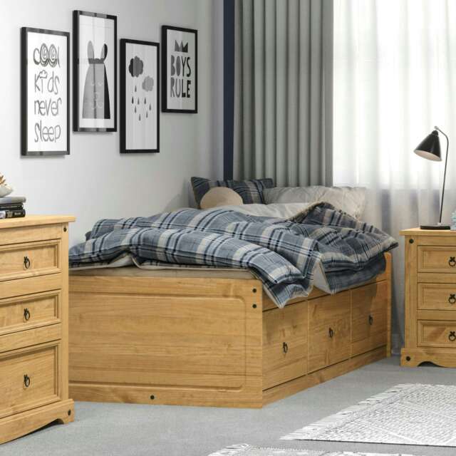 "Premium Corona Cabin Bed 3'0"" Single Bed - Solid Pine Bed Frame in Antique Wax, Grey, or White Finish Brown Brown Single 1"