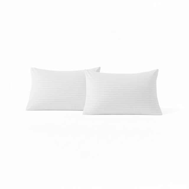Microfibre Soft Touch Satin Stripe Housewife Pillowcase Pair White