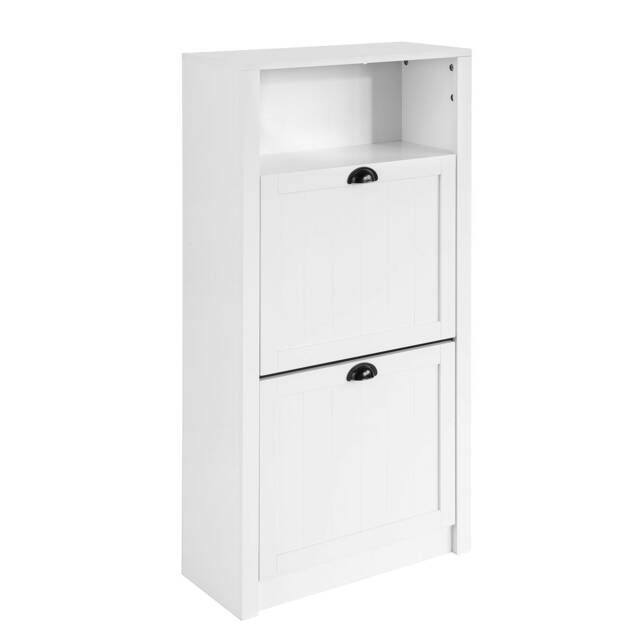 SoBuy Flip-Door Shoe Cabinet with Top Shelf, White, 23.6x9.4x43.3 inches, 18.15 kg - FSR87-K-W